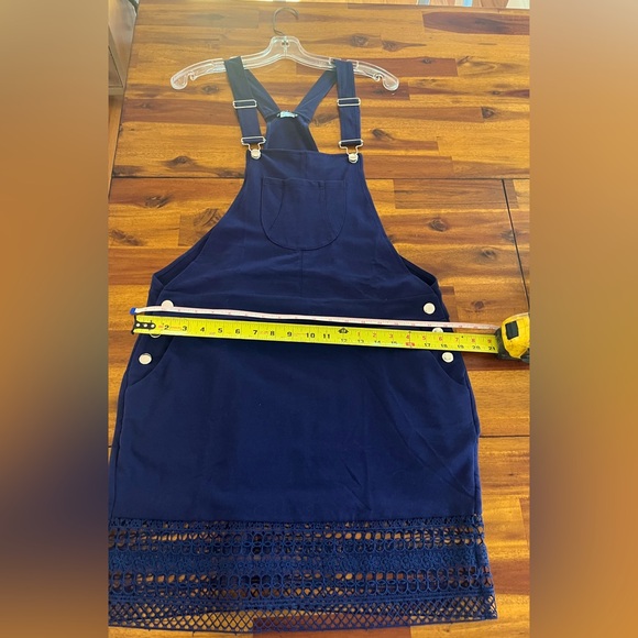 VENUS Navy Overall Dress w. elegant lace trim at the bottom hem | M - Picture 8 of 10